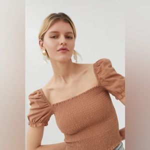 UO Sabrina Smocked Square Neck Top